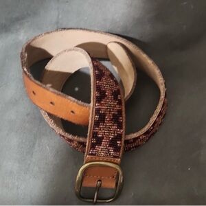 Lucky Brand Leather Beaded Belt  Size Small